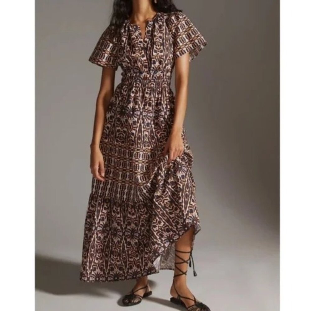 Anthropologie Maeve Somerset Tribal Print Vneck Maxi Dress Womens XSmall
